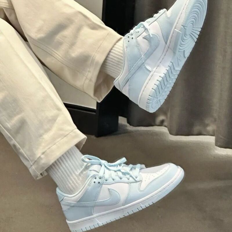 Nike Dunk Low Women's Wear-Resistant Breathable Low-Top Retro Casual Blue and White Sneakers Fb9109-105 Nike Dunk Low Women's Wear-Resistant Breathable Low-Top Retro Casual Blue and White Sneakers Fb9109-105