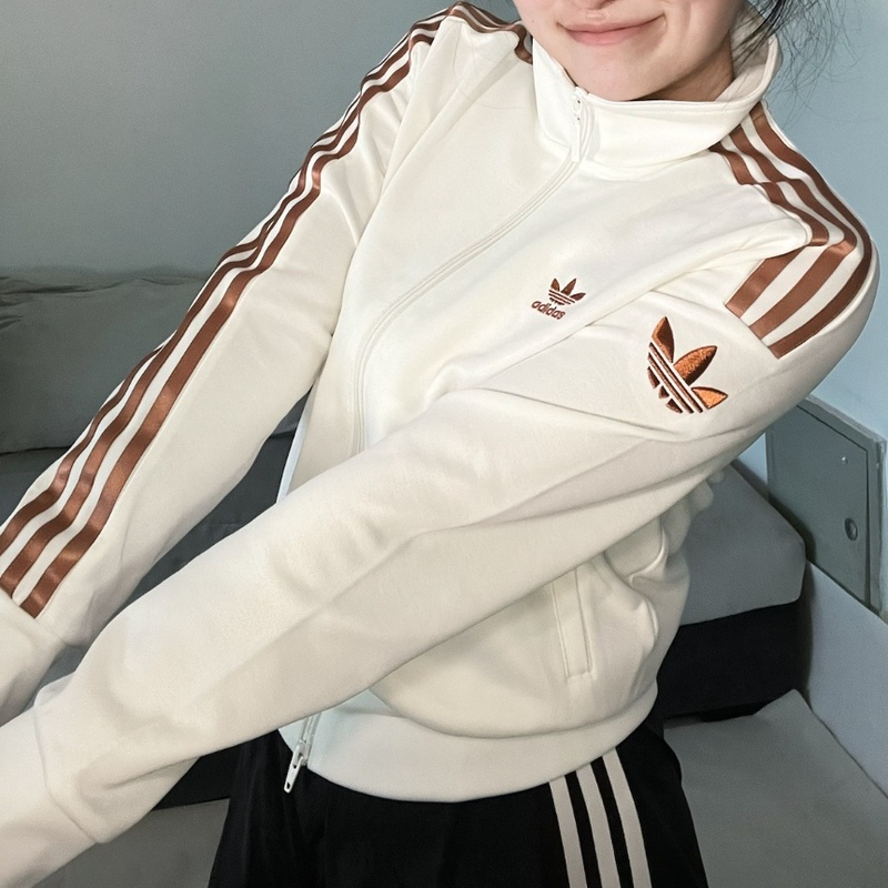 Adidas Originals Track Top Women's Bright White Sports Stand-Up Collar Jacket Ji7538 Adidas Originals Track Top Women's Bright White Sports Stand-Up Collar Jacket Ji7538
