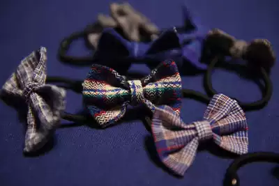 Chongming homespun old cloth hand-woven fabric bow hair circle Hair accessories Bow tie creative retro diy Hanfu Chinese style