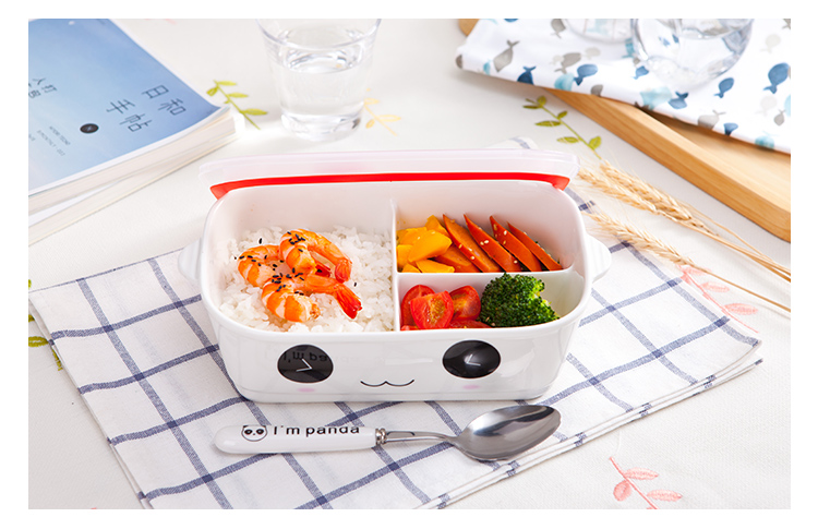 Hộp cơm trưa bằng gốm tách rời có nắp, lò vi sóng đặc biệt, hộp ăn trưa, hộp lưu trữ hình chữ nhật, bát kín lớn - Hộp cơm điện sưởi ấm bộ hộp cơm giữ nhiệt