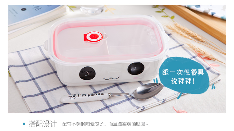 Hộp cơm trưa bằng gốm tách rời có nắp, lò vi sóng đặc biệt, hộp ăn trưa, hộp lưu trữ hình chữ nhật, bát kín lớn - Hộp cơm điện sưởi ấm bộ hộp cơm giữ nhiệt