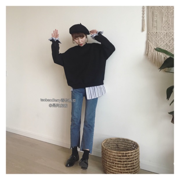 Berry thích bạn và niềm vui 2018 xuân hè mới quần jeans ống suông thẳng dài bất thường quần jean rách nữ