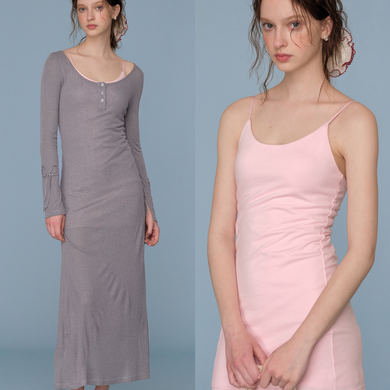 Jolly Onn Original Design, Dancing Skirt with a Casual Flair,'Bow Stripe Knitted Long Skirt Set'