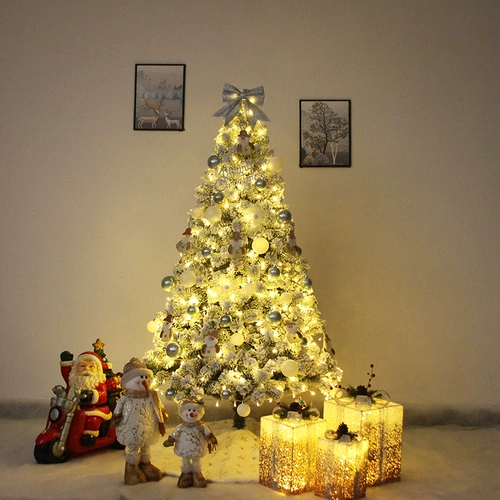 2023 Новый рождественский дом на дереве упаковка Рождественское украшение 1,5/1,8 метра плотных светящихся белых бархатных деревьев