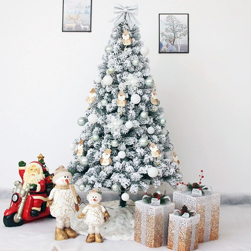 2023 Новый рождественский дом на дереве упаковка Рождественское украшение 1,5/1,8 метра плотных светящихся белых бархатных деревьев