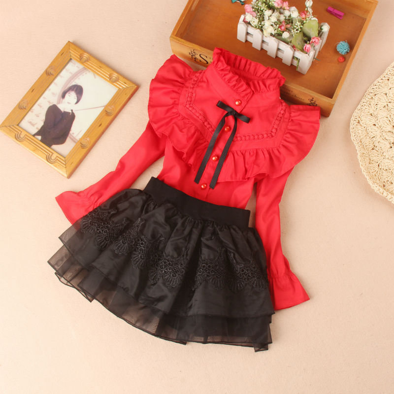 Mùa thu đông 2018 cho bé gái áo trắng tay dài cotton cộng với cổ áo nhung nơ dày áo ấm shop bán đồ trẻ em