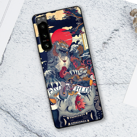 5 IV Giant Wave Illustration Silicone TPU Sony Xperia Phone Case