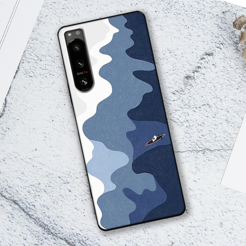 5 IV Giant Wave Illustration Silicone TPU Sony Xperia Phone Case