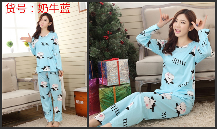 Đồ ngủ mùa xuân và mùa thu ít phụ nữ cotton dài tay dễ thương dịch vụ tại nhà mùa hè phụ nữ cotton mỏng phần XL phù hợp thời trang mặc nhà