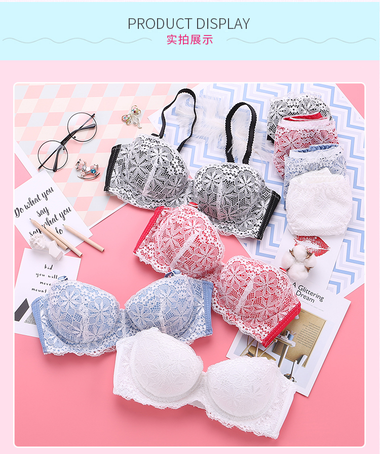 Mùa hè áo ngực nữ đồ lót đặt ngực nhỏ tập hợp dày cô gái áo ngực ren gợi cảm 1/2 nửa cốc trắng áo bra đẹp
