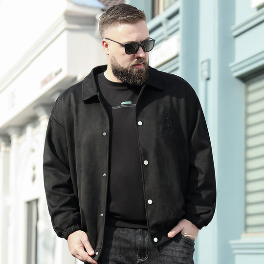 Yum Fox plus size men's jacket fat man fat brother casual loose plus fat jacket spring lapel clothes