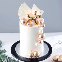 Baking cake ornaments ins Net red balloon dog birthday cake decoration round golden ball silver ball dessert table placard