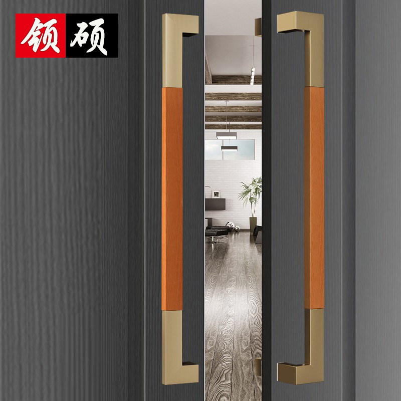 Modern minimalist stainless steel glass door handle framed door solid wood handle antique door handle black door handle