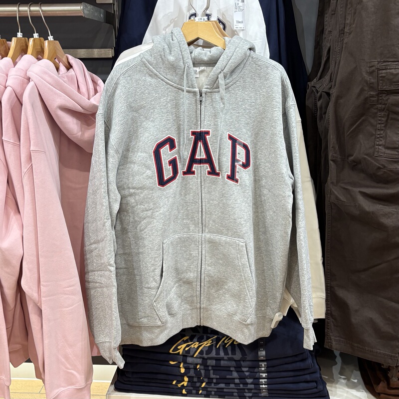 Gap Men's and Women's Clothing 2025 Autumn New Logo Fleece Patch Embroidery Loose Sweatshirt Hoodie Top 787439