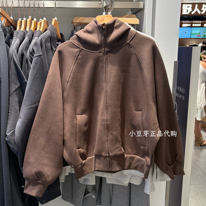 [Cheng Yi Endorsement] Gap Men's and Women's Clothing 2026 Autumn American Style Zipper Heavyweight Oversized Hooded Sweatshirt 788501