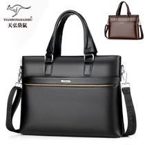 Sky Hong Kangkangaroo Genuine Leather Mens Handbag Handbag mens bag Single shoulder Inclined Satchel Bag Business Leather Briefcase briefcase Backpack Tide