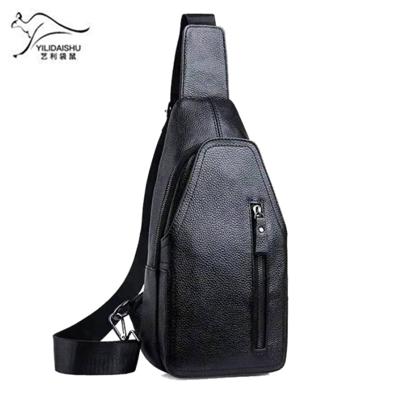 New kangaroo chest bag Male genuine leather Large capacity men's single shoulder bag Leisure diagonal Shoulder Bag Tide Card Men's Baotou Layer Cow Leather