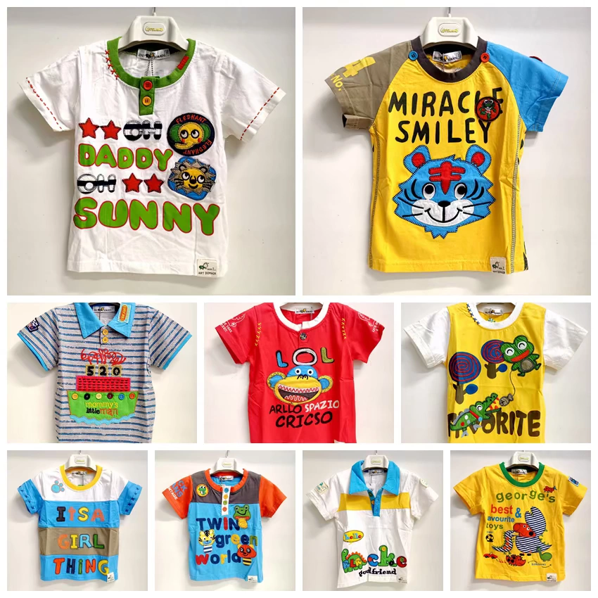 Ant Community Boys Summer dệt kim Cotton Applique Áo thun ngắn tay 10 nhân dân tệ mỗi mảnh 7 yard miễn phí vận chuyển - Áo thun