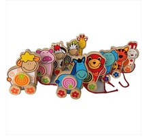 Promotional foreign trade original order Wooden animal tractor Baby fun toys 10 optional hand-pulled mini cars