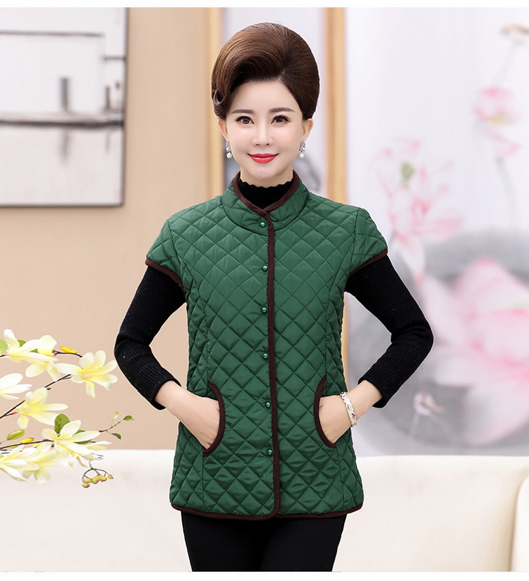 Mùa thu và mùa đông trung niên của phụ nữ áo vest cotton kích thước lớn mẹ tải mùa thu không tay áo khoác ấm áo kiểu tuổi 40