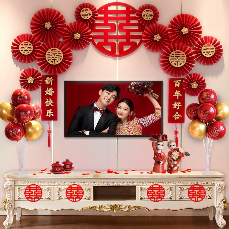 Wedding Chronicle Bedside Wedding WEDDING HOUSE DECORATION UNWOVEN FABRIC WALL STICKER CREATIVE NEW ROOM LIVING-ROOM TV BACKGROUND WALL LAXI