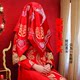 Wedding ceremony bride red hijab hooded red turban Chinese style Xiuhe clothing hipa hijab translucent gauze scarf weighing pole