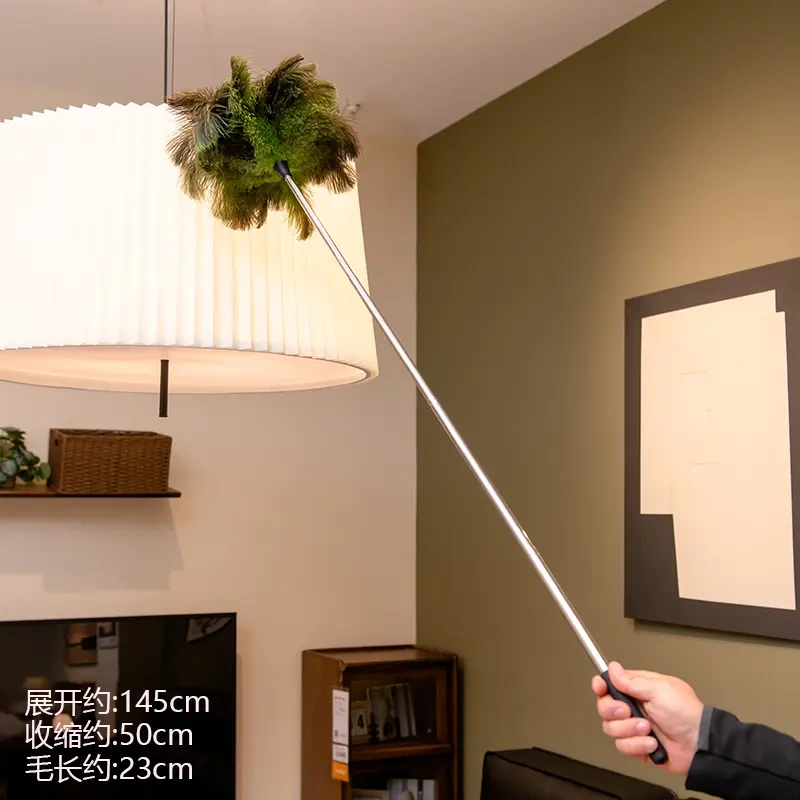 Dust Removal and New Year Celebration Ostrich Feather Duster, Household Dust Removal, Washable, Extendable, Cleaning, Song-Style Home Aesthetics Ornament