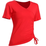 Футболка, спортивная одежда, танцующая одежда для йоги, на шнурках, короткий рукав