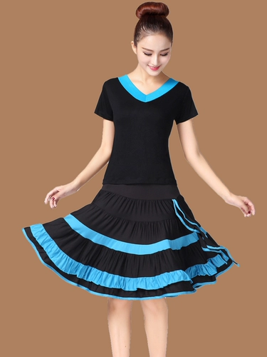 Танцующий комплект для пожилых людей, футболка, платье, костюм, для среднего возраста, короткий рукав