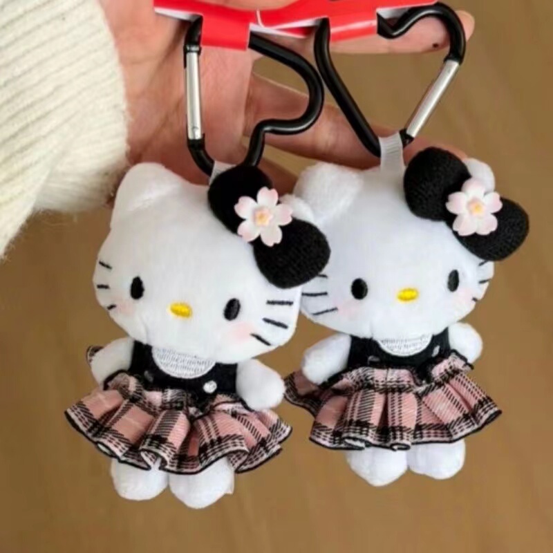 Cute Sakura Kitty Cat Pendant Bag Decoration for Girls, Plush Accessories, Doll Toy Gift