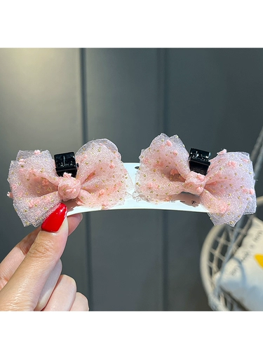 Двусторонная маленькая детская заколка-крабик с бантиком, аксессуар для волос, милая заколка для волос, челка