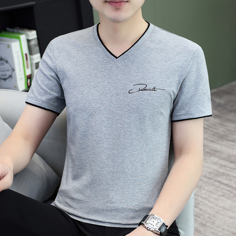 Men's Crew Neck Short-Sleeve Breathable Thin Pure Cotton Casual Undershirt with Letter Print and Color-Blocking, Cool and Trendy Brand T-Shirt Men's Crew Neck Short-Sleeve Breathable Thin Pure Cotton Casual Undershirt with Letter Print and Color-Blocking, Cool and Trendy Brand T-Shirt