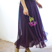 Zhus original (cut for a period of time)silk smooth stitching Xiangyun yarn wild skirt womens summer style