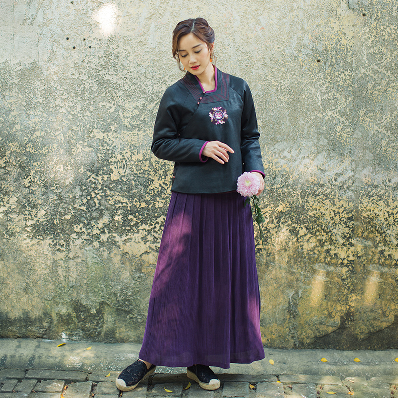 Zhu's original (atrium) winter style true silk smooth and satin cloud yarn 100 hitch long version of half body dress female with cotton sack