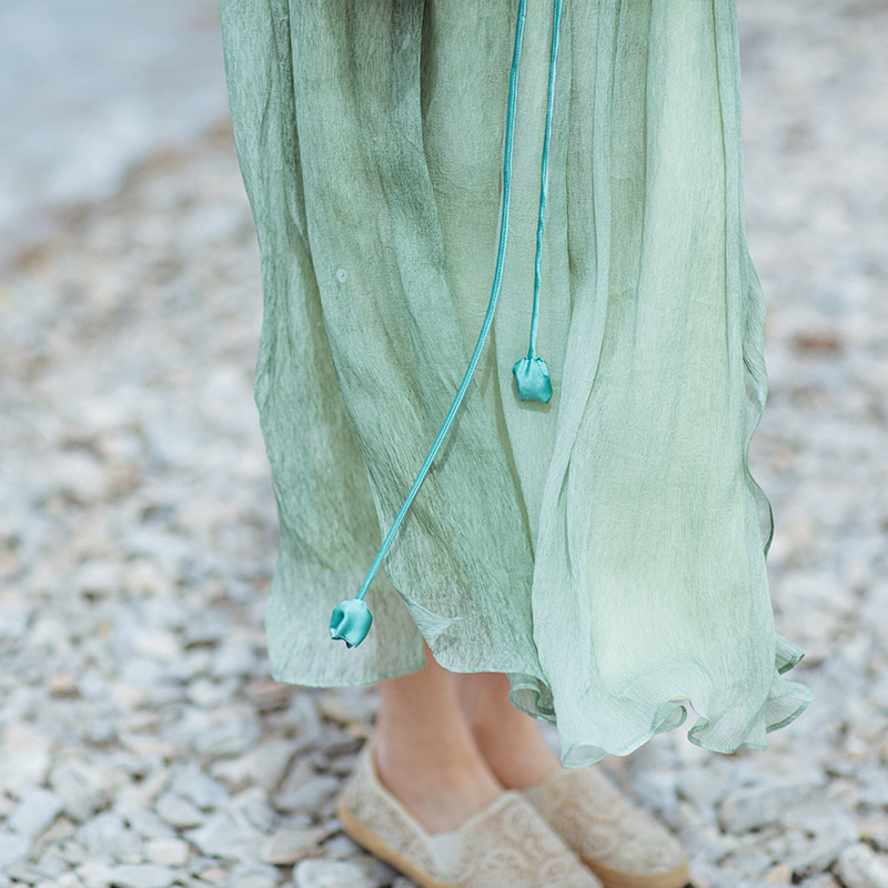 Zhu's original silk - silk medium - long - silk skirt - shade multi - color feedback