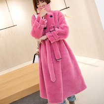 Feixuan Haining grain sheep shearing fur coat womens mid-length lamb fur coat 2021 autumn and winter