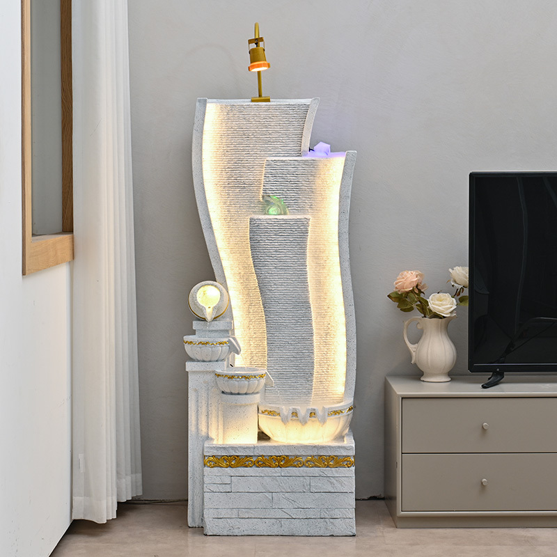 European-Style Feng Shui Ball Fountain Floor-Standing Ornament Glass Fish Tank Water Flow Decoration Home Entrance Circulation Humidifier