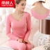 Nam Cực Qiuyi Qiuku phù hợp với phụ nữ phương thức đồ lót nhiệt phần mỏng cổ thấp V-body cơ thể áo len cotton kích thước lớn