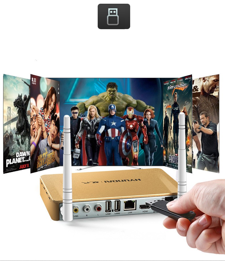 màn chiếu HYUNDAI / mạng tvb6 hiện đại set-top box máy nghe nhạc lõi tứ không dây HD 8G