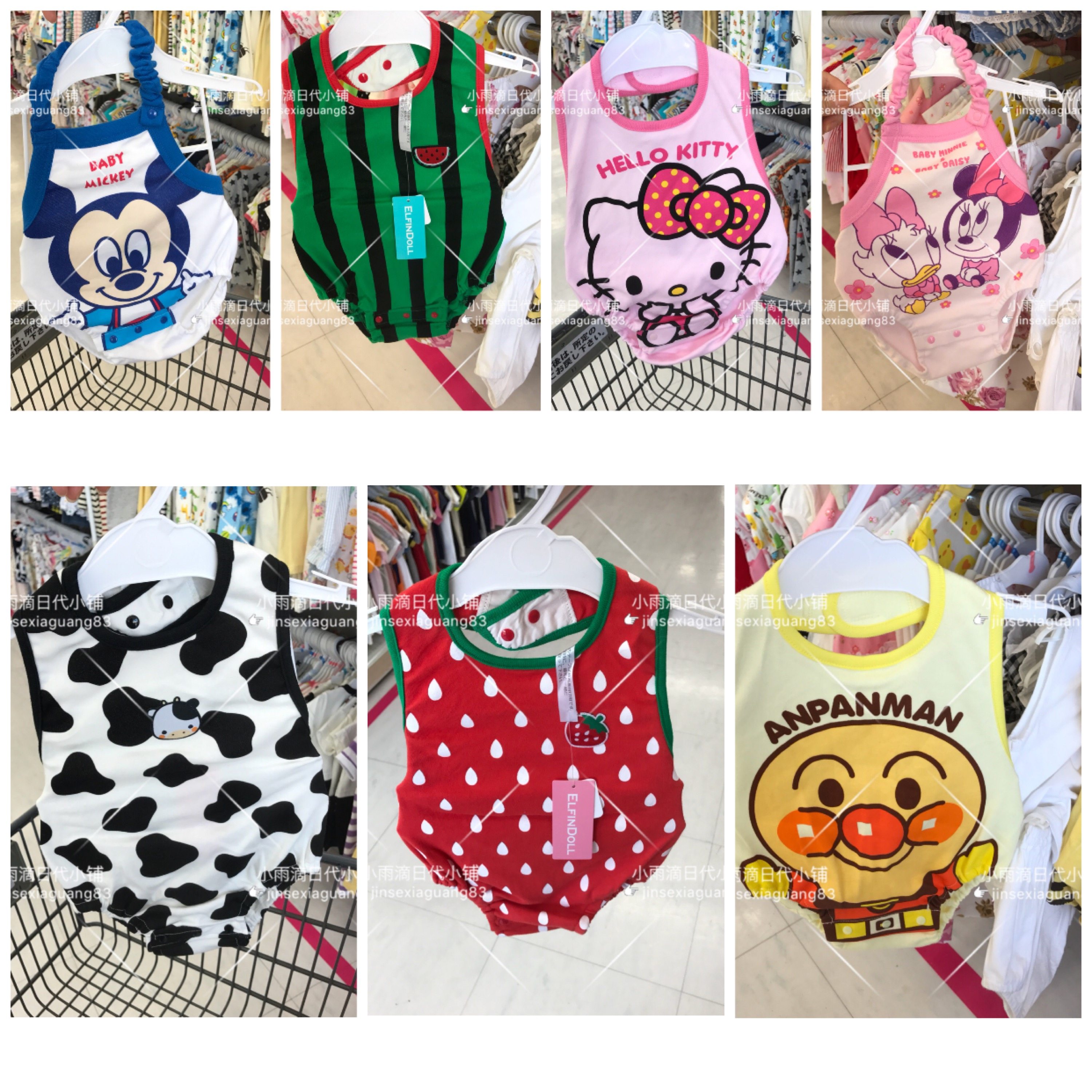 Spot Japan native Nishimatsuya men and women baby bread Anpanman Watermelon Mickey hanging neck bag fart clothes climbing clothes summer