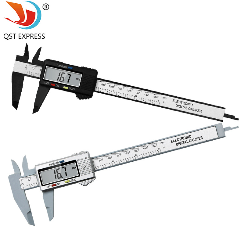 Full speed electronic digital display vernier caliper 0-150mm black silver plastic caliper measuring tool inner and outer diameter