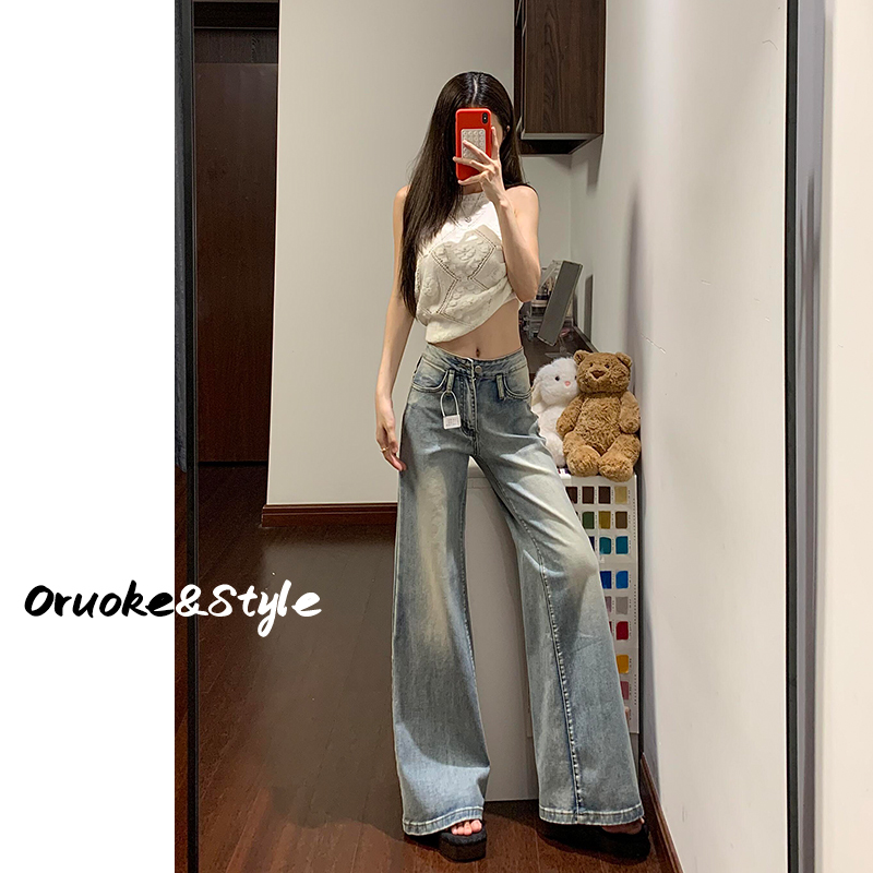 American Retro Flared Jeans for Women, 2026 Summer New Style, Petite, Non-Tight-Fitting, Low-Waist, Slimming Flared Pants