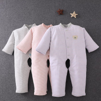 Baby cotton warm conjoined Ha Yi men and women Baby out thickened cotton clothes autumn and winter cotton opening and climbing clothes