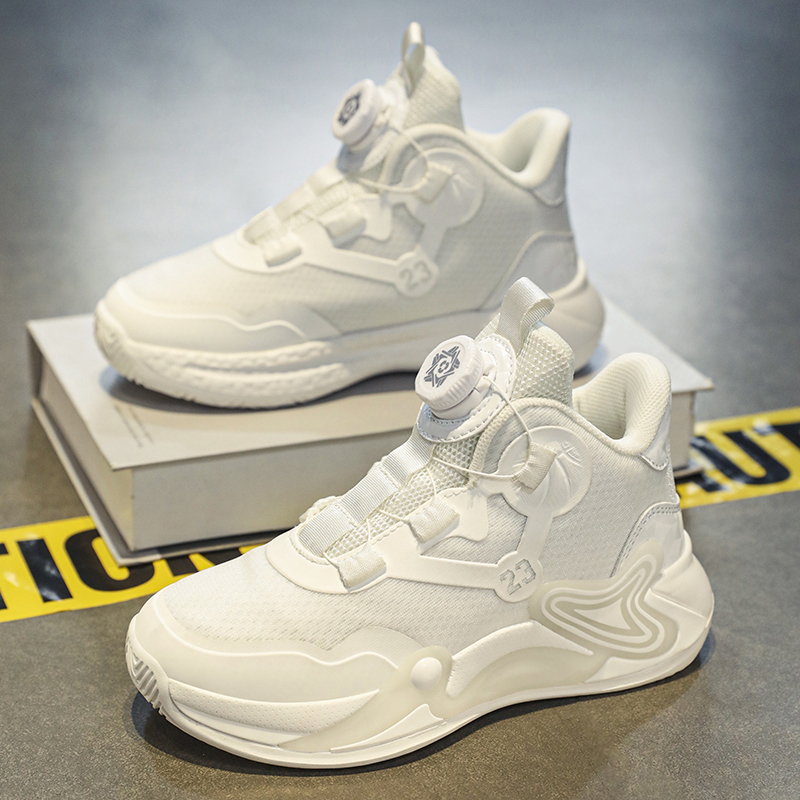 Walk British Glers Trendy European Basketball Shoes Boys' Shoes Kidsren's White Breathable Sports Campus White Shoes