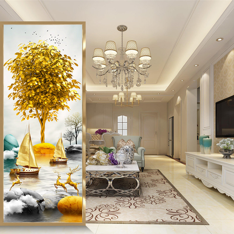 Living room glass screen partition Entry into the house Housekeeping Cabinet Home Modern Minimalist Bedroom Decoration Sheltering Light Extravagant And Luxurious Small Family Style