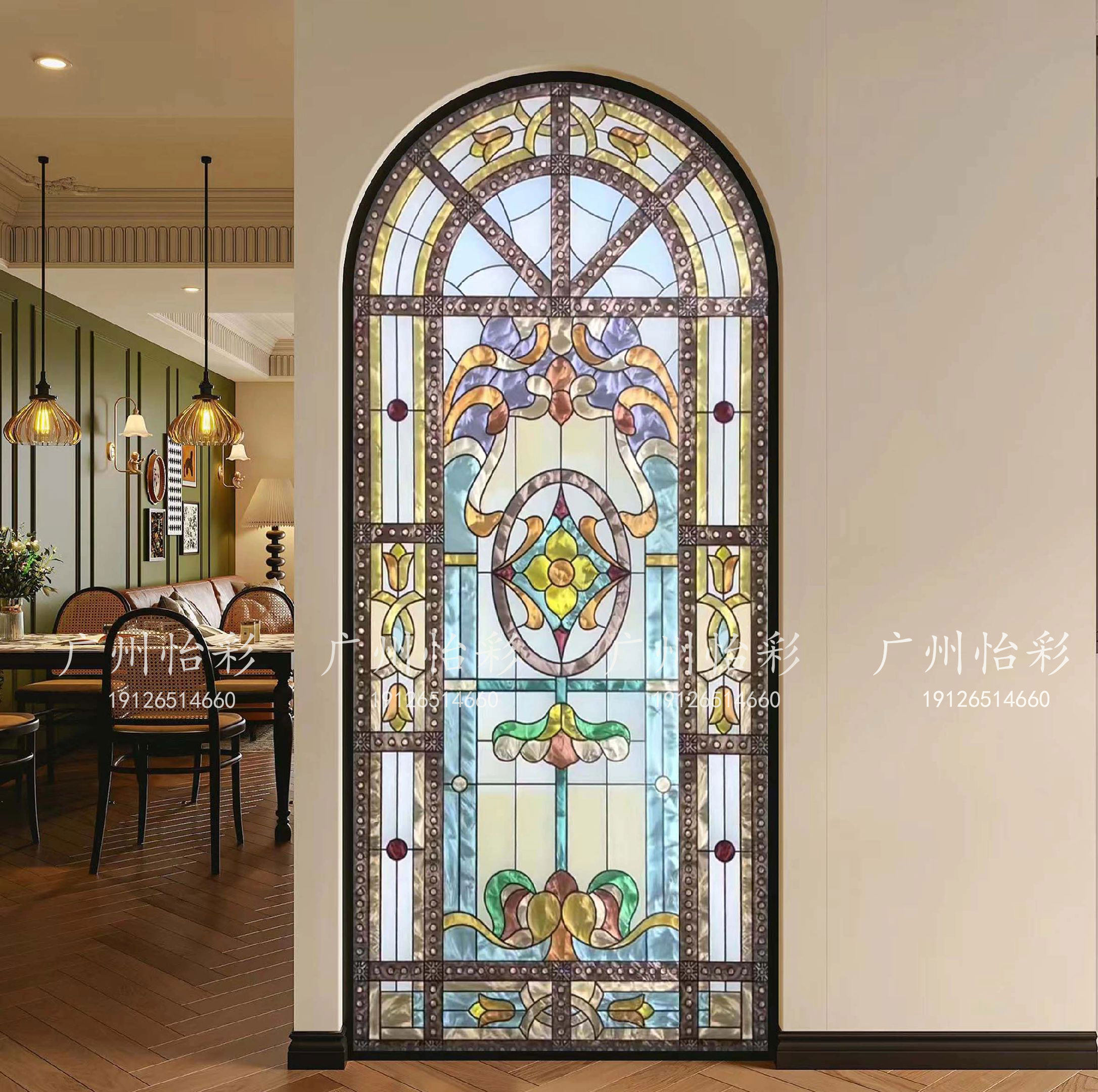 Французское художественное стекло Tiffany из высококачественного филигранного стекла ручной работы с полупрозрачной эмалью, цветная перегородка для гостиной, светлый роскошный вход