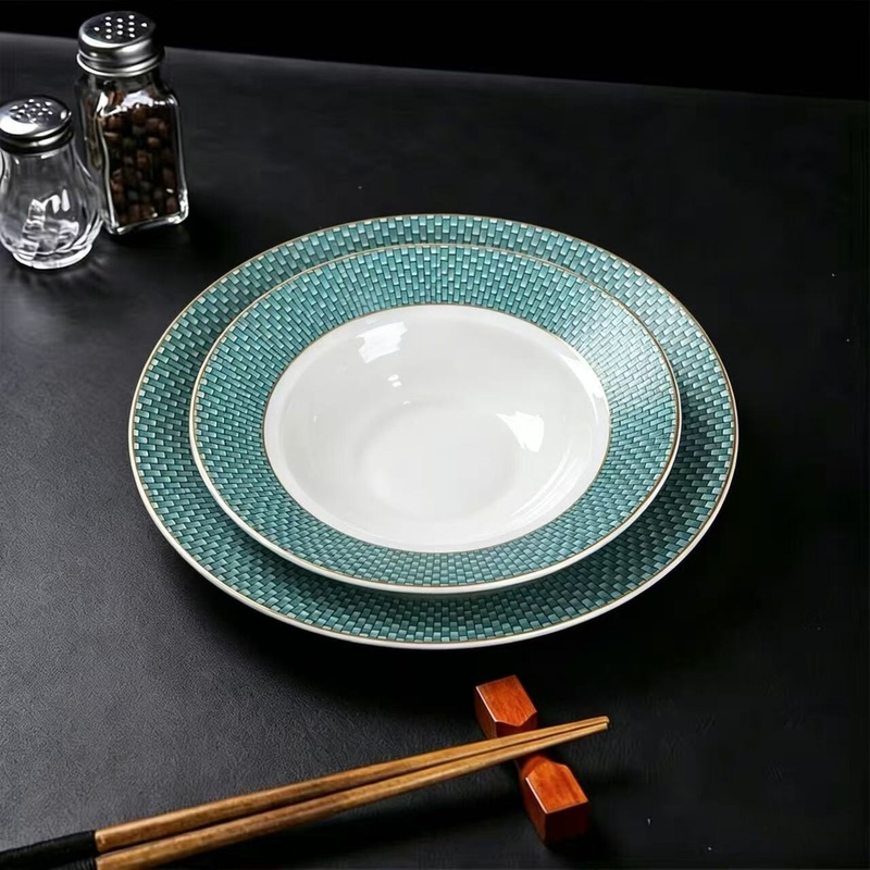 Hotel Artistic Dish Plates, Ceramic Round Soup Plates, High-End Club Private Restaurant Premium Cold Dish Presentation, Deep Dish Tableware