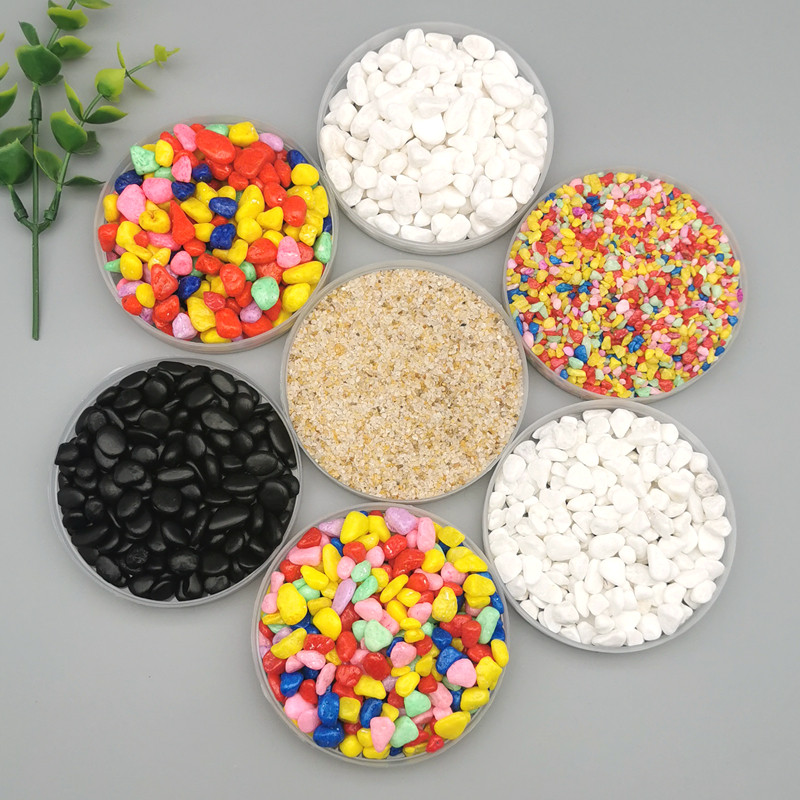 Fish tank with colorful stone succulent pavement natural small white stone flower pot decoration fish tank landscaping pebbles