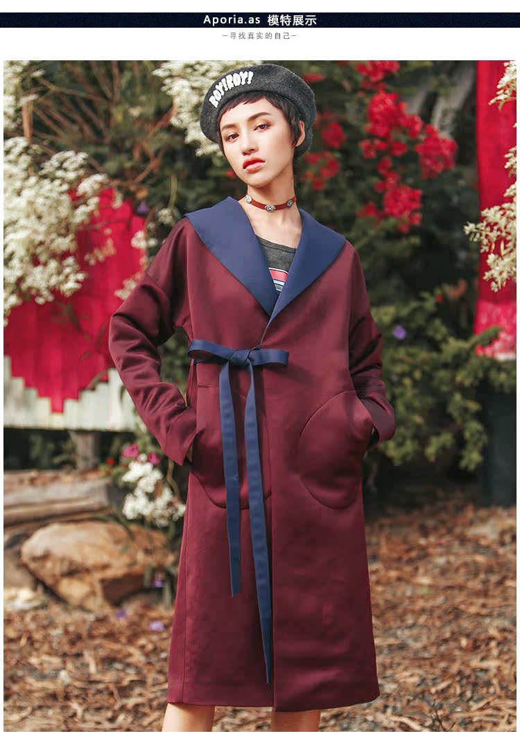 Mất áo khoác retro Nhật Bản áo khoác mùa xuân mới đường phố gió thêu áo ve áo lớn của phụ nữ 07007 - Trench Coat ao khoac nu