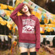 Maze original women's student autumn and winter retro casual pullover printed hooded velvet sweatshirt 12011